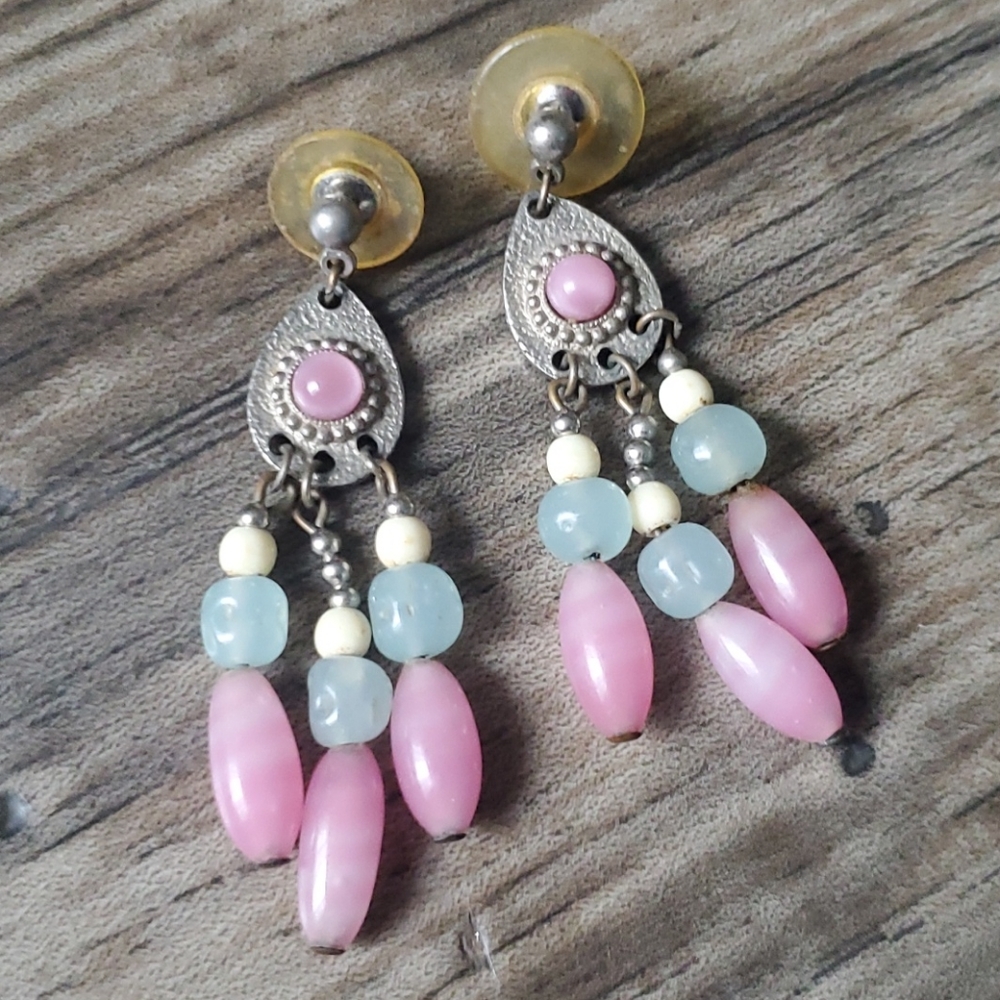 Vintage Pastel Drop RhineStone Earrings
